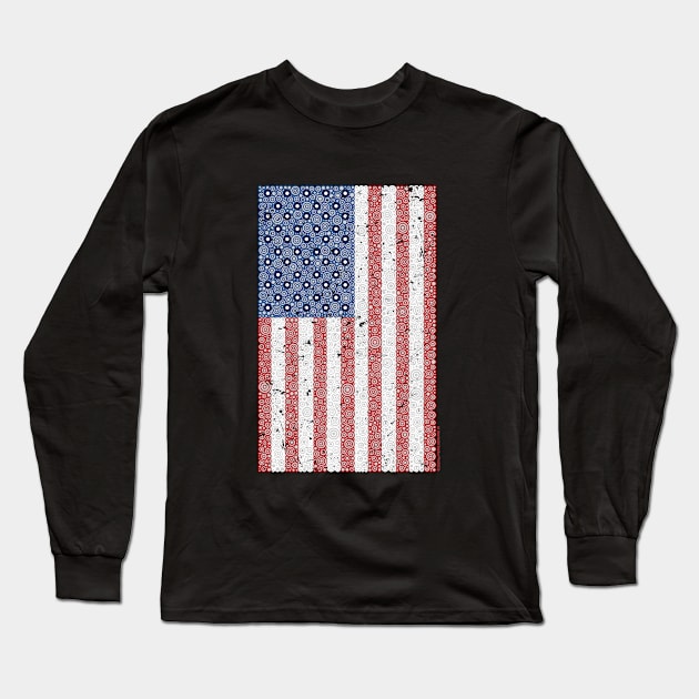 United States Of America Distressed Flag Circle Design Long Sleeve T-Shirt by pbdotman